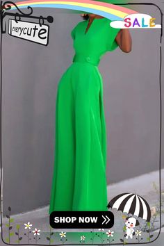 Urban Cap Sleeve Solid Color Wide Leg Jumpsuits Trendy Green Solid Color Jumpsuits And Rompers, Wide Leg Jumpsuits, Wide Leg Jumpsuit, Cap Sleeve, Cap Sleeves, Wide Leg, Jumpsuit, Shop Now, Solid Color