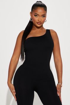 Available In Nude, Red, And Black. Seamless Jumpsuit One Shoulder Sleeveless Legging Stretch 92% Polyester 8% Spandex Imported | Sienna Seamless Jumpsuit in Black size XL by Fashion Nova Solid One Shoulder Stretch Bodysuit, Stretch One-shoulder Bodysuit, Solid One-shoulder Stretch Bodysuit, Solid Stretch One-shoulder Jumpsuit, Black Stretch One-shoulder Tank Top, Black Stretch One-shoulder Bodysuit, Jumpsuit One Shoulder, Seamless Jumpsuit, Search By Photo