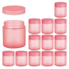 PRICES MAY VARY. ❀TOP QUALITY -- This 4oz glass jar is made of high-quality pink frosted glass. It's stable and high-temperature resistance. With a black plastic lid, BPA FREE sealed storage and do not leak. ❀PERFECT TRAVEL MINI CONTAINER -- 12 Pack, 2.56"Height x 2.24" Diameter, 4 oz clear round glass jars, ideal for carrying your skincare products on the go. Round sample jars with black lid, can be divided into your cosmetics, such as lotion, cream, bath salts, and even spices and flavorings. Canning Storage, Plastic Jars With Lids, Mini Glass Jars, Diy Body Butter, Plastic Spray Bottle, Small Glass Jars, Diy Lotion, Amber Glass Jars, Glass Jars With Lids