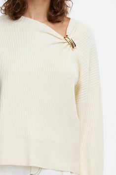 Introducing the Westerdale Jumper in Ivory , a cozy essential crafted from soft knit fabric. This jumper is designed for comfort with its slouchy fit and ribbed texture throughout, offering a relaxed yet stylish look. It features unlined construction for breathability and is accentuated by gold loop hardware detail that gathers at the neckline, adding a touch of sophistication. The Westerdale Jumper is completed with soft contrast ribbed detailing at the hem, enhancing its overall appeal.Model i Junior Girl Dresses, Cami Nyc, Scarf Sale, Active Wear Shorts, Ribbed Texture, Linda Farrow, Dresses Kids Girl, Australian Fashion, New Arrival Dress