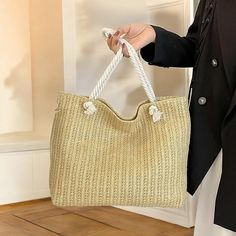 Description: 🌸 Spacious & Stylish: Designed with ample space to carry all your essentials, perfect for beach days, shopping, or casual outings. 👜 Bohemian Charm: Embrace the boho lifestyle with this beautifully woven straw tote, a must-have accessory for summer. 🎀 Comfortable & Versatile: Features two durable handles for easy shoulder or hand-carry options, making it ideal for everyday use. 🔒 Secure Hasp Closure: Keep your belongings safe and secure with a simple yet effective hasp closure. Casual Beach Bag Pouch For Everyday Use, Casual Everyday Pouch Beach Bag, Casual Everyday Use Beach Bag Pouch, Casual Large Beach Bag, Trendy Pouch Straw Bag For Daily Use, Trendy Daily Use Straw Pouch Bag, Casual Large Capacity Straw Pouch Bag, Casual Large Capacity Pouch Straw Bag, Eco-friendly Satchel Beach Bag With Large Capacity