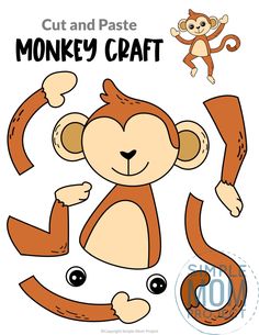 the cut and paste monkey craft is ready to be used as a decoration for any child's room