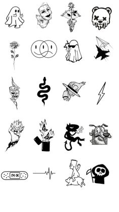 some black and white stickers that are on the back of a cell phone screen