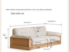 a diagram showing the size and measurements of a futon