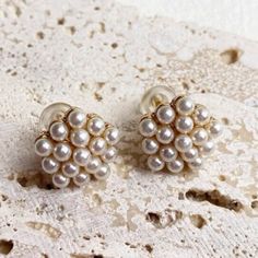 New Vintage Style Pearl Cluster Button Stud Earrings Goldtone Hardware ~ Beautiful White Faux Pearls Old Hollywood Vintage Glam Vibe Measurements: Face 0.5 In W New In Package | Removed Only To Photograph This Listing Part Of This Month’s 3 For $38 Sale ~ Add To A Bundle & I’ll Adjust Your Price! (Or Send The Offer Yourself)! Now With Discounted Shipping!! Jewelry Obsessed & Browsing? Feel Free To Stop By My Page For Over 200 Active Jewelry Listings! Save $ With Bundled Packages! Gift Wrapping A Old Hollywood Vintage, Hollywood Vintage, White Topaz Earrings, Pearl Cluster Earrings, Geometric Hoop Earrings, Rose Stud Earrings, Betsey Johnson Earrings, Heart Dangle Earrings, Vintage Pearl