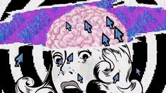 an image of a woman with a brain on her head and arrows above her head