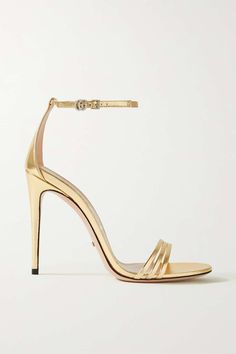 Serena Style, Gold Sandals Heels, Shop Gucci, Outfit Planning, Horsebit Loafers, Gold High Heels, Gucci Heels, Prom Heels, Metallic Heels