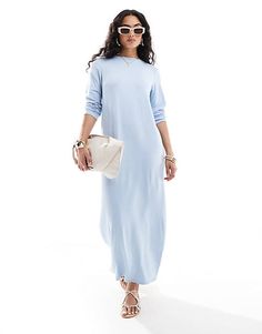 ASOS DESIGN long sleeve maxi t-shirt dress in light blue | ASOS Cheap Light Blue Long Sleeve Maxi Dress, Light Blue Long Sleeve Maxi Dress For Day Out, Light Blue Fitted Long Sleeve Shirt Dress, Chic Light Blue Long Sleeve Shirt Dress, Light Blue Long Sleeve Loungewear Dress, Plus Size Designers, Petite Shirts, Prom Dress Shopping, Long Sleeve Maxi