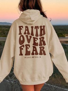 FAITH OVER FEAR Dropped Shoulder Hoodie - Sydney So Sweet Drop Shoulder Hoodie, Faith Over Fear, Pull Sweat, Short En Jean, Basic Style, Casual Hoodie, Graphic Hoodies, Stretchy Material, Drop Shoulder