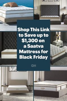 mattresses and bedding with the words shop this link to save up to $ 1, 300 on a saatra mattress for black friday