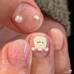 Nails Xiaohongshu, Pink Nails Simple, Chinese Nails, Coquette Nail, Simple Nail Design, Hello Nails, Hippie Nails, Cute Simple Nails, Anime Nails