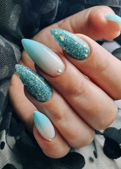 Turquoise Nail Designs, Mint Green Nails, Mint Nails, Aqua Nails, Turquoise Nails, Milky Nails, Green Nail Designs, Green Nail, Cute Gel Nails