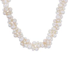 This stunning necklace is crafted with freshwater pearls ranging from 3.0-5.5 millimeters in a cluster design. Measuring 18 inches, it includes a 14 karat gold clasp. Pearl Cross Necklace, Pearl Bar Necklace, Pearl Cluster Necklace, Tahitian Pearl Pendant, Diamonds Direct, Cluster Design, Cultured Pearl Necklace, Pearl Cluster, Cluster Necklace