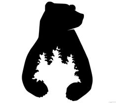 a black and white silhouette of a bear