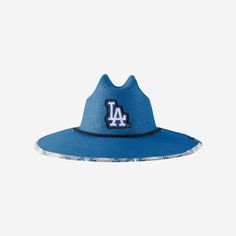 Los Angeles Dodgers Team Color Straw Hat FOCO - FOCO.com Throwback Curved Brim Hat For Game Day, Throwback Game Day Hat With Curved Brim, Game Day Throwback Hat With Curved Brim, Sporty Blue Summer Hats, Sporty Blue Hats For Summer, Casual Curved Brim Hat For Game Day, Summer Sports Sun Hat With Curved Brim, Summer Sun Hat With Curved Brim For Sports, Summer Sports Event Hat With Flat Brim