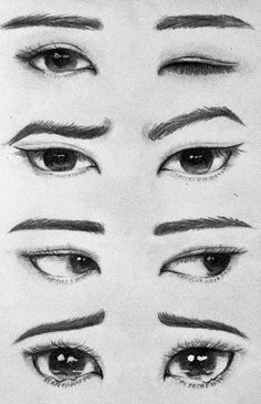 the different types of eyes are shown in black and white