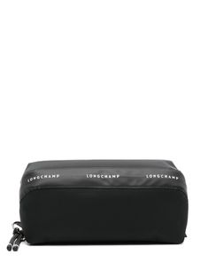 black textured finish logo print embellishment top zip fastening main compartment internal mesh pocket logo-jacquard lining silver-tone hardware Functional Black Pouch Cosmetic Bag, Luxury Black Pouch With Zipper Closure, Black Cosmetic Bag With Removable Pouch, Black Rectangular Pouch With Zipper, Black Functional Cosmetic Bag With Removable Pouch, Black Rectangular Pouch With Zipper Closure, Black Rectangular Zipper Pouch, Functional Black Cosmetic Bag With Removable Pouch, Black Functional Cosmetic Bag With Zipper