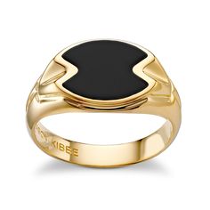 Introducing our stunning onyx gold vermeil signet ring, blending timeless design with contemporary style. Crafted with a sterling silver base plated with 18k gold, it features a smooth black onyx stone set in a sleek bezel. The classic signet style adds an elegant touch, while the smooth, polished band offers a comfortable fit for everyday wear. Available in various sizes, our onyx gold vermeil signet ring comes in a beautiful gift box, making it an ideal present for yourself or a loved one. Invest in a piece of jewelry that exudes sophistication and style with our stunning signet ring. Modern Gold Enamel Ring, Modern Yellow Gold Enamel Ring With Polished Finish, Modern Black Enamel Signet Ring For Anniversary, Modern Onyx Signet Ring For Gift, Modern Onyx Signet Ring Gift, Modern Yellow Gold Signet Ring With Black Enamel, Modern 14k Gold Enamel Round Ring, Modern Onyx Signet Ring For Anniversary, Modern Round Enamel Ring In 14k Gold