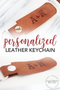 personalized leather keychain with the word'a'on it