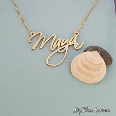 Order any name for your solid 14K gold Maya style nameplate necklace!! A great personalized custom made gift for any occasion!! Birthday, Graduation Or Any Holiday! *Both the nameplate and chain are all solid 14k gold. *Stamped for authenticity 14K. *Nameplate is 0.8 mm high quality thickness. *1.0 cm tall first capital letter. *This listing is for one (1) name with one (1) capital letter only! *In the photo you can view the 1.0 gram box chain. *Choose your twisted herringbone chain length from Maya Name, Herringbone Chain, Nameplate Necklace, Jewelry Hand, Hand Crafted Gifts, Personalized Necklace, Box Chain, Birthstone Jewelry, Name Necklace