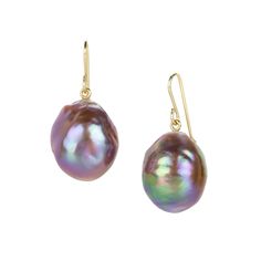 Maria Beaulieu Metallic Purple Ombre Baroque Freshwater Earrings | Quadrum Gallery Purple Ombre, Rock Collection, Organic Form, Yellow Gold Earring, Gold Pearl, Pearl Drop, Ear Wires, Fresh Water, Freshwater Pearls