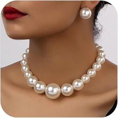 Faux Pearl Necklace for Women Big Pearl Necklace Chunky Pearl Necklace Exaggerated Large Pearl Choker Necklace Dainty Statement Bride Wedding Jewelry Gifts Big Pearl Necklace, Bride Wedding Jewelry, Chunky Pearl Necklace, Wedding Bride Jewelry, Chunky Pearls, Big Pearl, Necklace Chunky, Pearl Choker Necklace, Faux Pearl Necklace