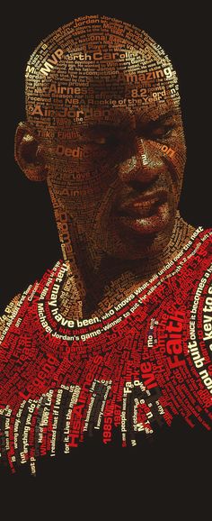 a basketball player made up of words