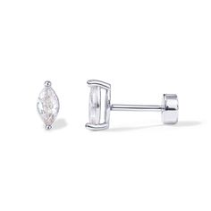 PRICES MAY VARY. These 5x2mm Marquise CZ Flat Back Earrings are Plated in Rhodium and are perfect to wear all day and all night! Please refer to instructional video for guidance. These small stud earrings, sold as a pair, are meticulously crafted with a 925 sterling silver post that screws into our flat back disc, ensuring comfort and ease of wear. They are plated in rhodium for a long-lasting finish that is hypoallergenic, 100% nickel-free, and lead-free,. ✦ 60-DAY GUARANTEE ✦ Your happiness is Sterling Silver Fine Jewelry Piercings, Silver Piercings For Anniversary, Classic Silver Piercings With Prong Setting, Elegant White Gold Piercings For Gift, Elegant White Gold Piercings As Gift, White Gold Cubic Zirconia Piercings For Gift, White Gold Cubic Zirconia Piercings As Gift, Elegant Sterling Silver Piercings For Gift, Elegant Sterling Silver Piercings As Gift