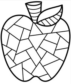 an apple that is made up of geometric shapes and has a leaf on the top