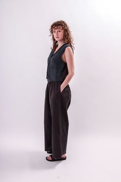 Wide leg trousers with large elasticated  waistband and side pockets.    fabric : 100% cotton    made in france    size 38 equivalent to uk 8-10    size 40 equivalent to uk 10-12    size 42 equivalent to uk 12-14 Wide Leg Trousers, Trousers Women, Wide Leg, Trousers, Fabric