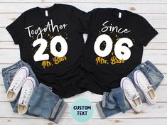 two shirts that say together since and mr and mrs