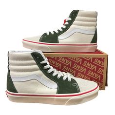 Vans Sk8 Hi Retro Sport Skateboard Shoes Women’s Size 8 Men’s Size 6.5 Suede & Canvas Marshmallow / Kombu Green. Lace Up Hi Top Sneakers. Please See Sizing Chart Before Making Your Purchase. Tags: Surfing Sneakers Beachfront Autumn Night State Fair Amusement Park Color Might Vary Due To Lighting. Box Not Included. New With Tags #Vansauthentic #Vansoffthewall #Vansoldskool #Vansslipon #Skater #Surfer #Skate Green Skate Shoes With Speckled Midsole, Vans White Canvas Shoes With Speckled Midsole, Green Vans Skate Shoes For Skateboarding, Vans White Canvas Shoes With Gum Sole, Vans White Skate Shoes With Rubber Sole, Green Canvas Skate Shoes With Round Toe, White Canvas Skate Shoes With Cushioned Footbed, Vans White Canvas Shoes With Vulcanized Sole, White Vans Canvas Shoes With Vulcanized Sole