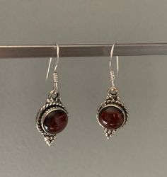 Sterling silver boho Garnet earringsMatching necklace  available. Garnet Drop Earrings As Gift, Silver Earrings With Birthstone For Her, Silver Birthstone Earrings For Her, Silver Birthstone Earrings Gift For Her, Garnet Gemstone Earrings As A Gift, Garnet Drop Earrings For Gifts, Amber Garnet Jewelry As Gift, Amber Garnet Jewelry Gift, Amber Garnet Jewelry For Gift