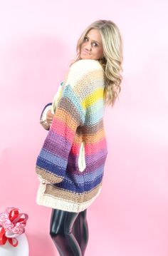 Ruthie's Colorful Cardigan Sizing Guide: for a more in-depth sizing guide click here! Small 2-4Medium 6-8Large 10-12Extra Large 14-16 Rainbow Long Sleeve Sweater For Spring, Long Sleeve Rainbow Sweater For Spring, Spring Rainbow Long Sleeve Sweater, Trendy Rainbow Long Sleeve Sweater, Trendy Long Sleeve Rainbow Sweater, Cozy Multicolor Winter Tops, Casual Multicolor Long Sleeve Cardigan, Multicolor Knit Long Sleeve Cardigan, Multicolor Knitted Cardigan For Fall