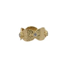 18k Yellow Gold artifact coin ring with large Crivellis and round white brilliant diamonds. Hammered Yellow Gold Diamond Rings, Yellow Gold Hammered Diamond Rings, Gold Hammered Diamond Rings, Gold Diamond Ring With Hammered Detail, Stack Rings, Mixed Metal Jewelry, Stack Ring, Colored Stones, Coin Ring