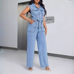 Style: Casual Fit: Regular Fabric: Denim Pattern: Solid Element: Belted,Button,Pocket Neckline: Collared Sleeve Type: Others Sleeve Length: Sleeveless Pant Length: Full Main Composition: Cotton Season: Summer Tube Top Jumpsuit, Denim Pattern, Jumpsuit Casual, Loose Jumpsuit, Trousers Jeans, Fitted Jumpsuit, Backless Jumpsuit, Jumpsuit Elegant, Denim Patterns