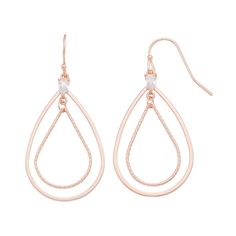 Polish your look to perfection with these glowing teardrop earrings from LC Lauren Conrad. EARRING DETAILS Length: 1.75 in. Closures: fishhook Metal: brass Plating: rose gold tone Additional details: nickel free Not appropriate for children 14 years old and younger. Size: One Size. Color: Pink. Gender: female. Age Group: adult. Rose Gold Metal Teardrop Earrings, Rose Gold Dangle Teardrop Earrings With Ear Wire, Teardrop Earrings With Fish Hook, Hypoallergenic Rose Gold Teardrop Earrings, Teardrop Fish Hook Earrings, Metal Teardrop Earrings With Lever Back, Rose Gold Drop Earrings With French Hook, Lauren Conrad Jewelry, Triple Hoop Earrings