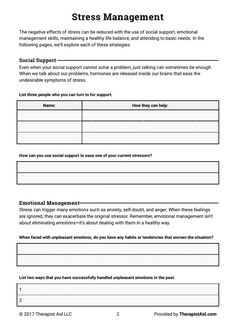 Worksheet: Stress management 2 Group Worksheets, Worksheets For Adults, Counseling Worksheets, Relapse Prevention, Mental Health Activities, Elementary School Counseling, Counseling Activities, Writing Therapy, Therapy Counseling