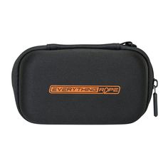 a black case with an orange logo on the front and back side that says everything pop