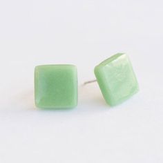 Green stud earrings, Mint green earrings, Geometric stud earrings, Minimal earrings for everyday look Green Everyday Earrings, Modern Green Earrings As Gift, Minimalist Green Jewelry For Everyday Wear, Elegant Light Green Earrings As Gift, Elegant Light Green Earrings For Gift, Green Earrings For Everyday, Green Minimalist Drop Earrings, Everyday Green Nickel-free Earrings, Trendy Green Hypoallergenic Earrings