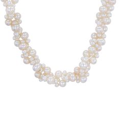 This stunning necklace is crafted with freshwater pearls ranging from 3.0-5.5 millimeters in a cluster design. Measuring 18 inches, it includes a 14 karat gold clasp. Pearl Cluster Necklace, Diamonds Direct, Cluster Design, Engagement Sets, Pearl Cluster, Cluster Necklace, Fine Jewelry Designers, Womens Wedding Bands, Stunning Necklace