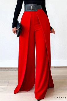 Lasaky - Womens High-Waisted Yellow Straight Fit Patchwork Pants - Creating a Stylishly Casual and Elegant Look Sukienki Maksi, Elegantes Outfit Frau, Elegante Casual, Red Pants, Mode Inspiration, Mode Style, Mode Outfits, Classy Outfits, African Fashion