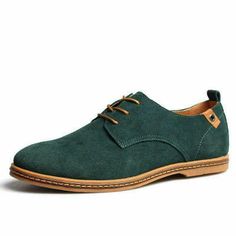 Casual Brogue Dress Shoes With Closed Toe, Casual Summer Dress Shoes With Leather Sole, Green Casual Oxfords With Round Toe, Casual Green Oxfords With Round Toe, Casual Dress Shoes With Round Toe For Spring, Casual Green Oxfords With Leather Sole, Casual Lace-up Dress Shoes For Spring, Casual Spring Dress Shoes With Round Toe, Spring Casual Dress Shoes With Round Toe