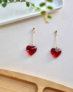 Gift for her Red Items Aesthetic, Minimalist Red Heart-shaped Jewelry, Mother's Day Heart Drop Earrings, Trendy Red Heart Pendant Jewelry, Trendy Red Jewelry With Heart Charm, Dainty Heart-shaped Earrings For Parties, Valentine's Day Drop Earrings, Trendy Valentine's Day Drop Earrings, Trendy Single Heart Earring For Valentine's Day