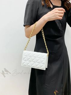 Bird in Bag - Quilted Flap Chain Crossbody Bag White Handheld Shoulder Bag With Chain Strap, Rectangular Shoulder Bag With Chain For Shopping, Rectangular Chain Shoulder Bag For Shopping, Crossbody Evening Bag With Chain Strap For Shopping, Chain Strap Clutch Shoulder Bag For Shopping, Shopping Shoulder Clutch With Chain Strap, Rectangular Evening Bag With Chain Strap For Shopping, White Rectangular Shoulder Bag With Chain, Chic Phone Bag With Chain Strap