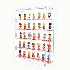 a display case filled with lots of cartoon figurines