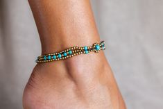 Turquoise Bohemian Beaded Bracelets For Summer, Handmade Turquoise Anklet Bracelet, Summer Festival Turquoise Beaded Bracelets, Adjustable Turquoise Anklets For Summer, Turquoise Ankle Bracelet, Anklets Indian, Turquoise Anklet, Anklets For Women, Women Anklets