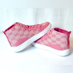 New Pink Mk Monogrammed Sneakers, Tennis Shoes, Shoes. Michael Kors Shoes Sneakers Pink, Brown City, City Sneakers, Michael Kors Sneakers, Uniqlo Bags, Vintage Chanel Handbags, Swim Shoes, Trainer Sneakers, Women Sandals