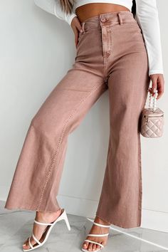 Keeping An Open Mind High Rise Wide Leg Jeans (Vintage Mauve) · NanaMacs Cropped Jeans Outfit, Wide Leg Denim Jeans, High Rise Wide Leg Jeans, Jeans Outfits, Flying Monkey Jeans, Juniors Jeans, Large Dress, Outfit Combinations, Jeans Size Chart