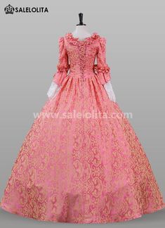 Women Renaissance Rose Red Floral Marie Antoinette Victorian Dress  Condition: Brand New   Color:Rose Red   Material: This dress made of High Quality Jacquard, soft,smooth and comfortable to wear   Sleeve Length: Long Flare Sleeve   Dresses Length:Floor-Length   Neckline:   Square Collar   Decoration: Ruffles + Lace   Package Includes:  Dress      The length of skirt about 45 inches (114 cm) long from waist to hem regardless of size. This dress is pictured with a 6-hoop skirt Petticoat underneat Pink Elegant Ball Gown For Fancy Dress, Elegant Pink Ball Gown For Fancy Dress, Pink Elegant Ball Gown For Formal Event, Pink Elegant Gown For Costume Party, Elegant Pink Gown For Costume Party, Red Gown For Fancy Dress Occasions, Pink Victorian Ball Gown For Fancy Dress, Pink Floor-length Dress For Costume Party, Pink Victorian Dress For Wedding